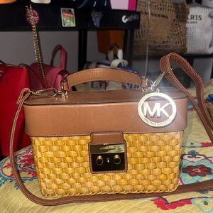 Michael Kors Gabriella Medium Straw Satchel